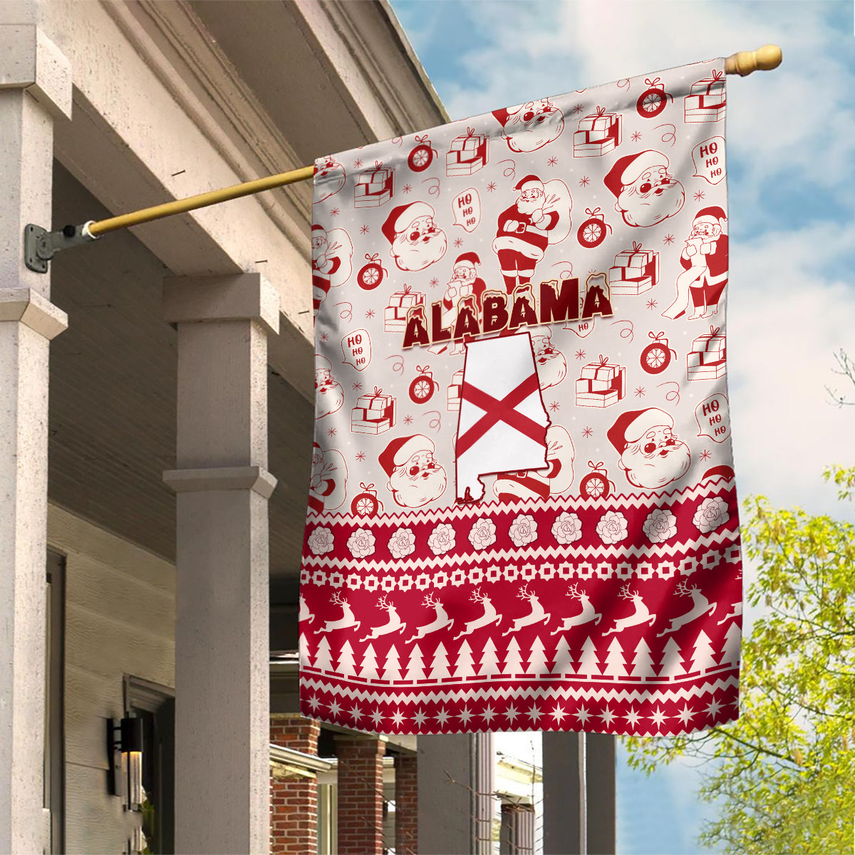 Custom Alabama Christmas Garden Flag Santa Claus Xmas Pattern - Wonder Print Shop
