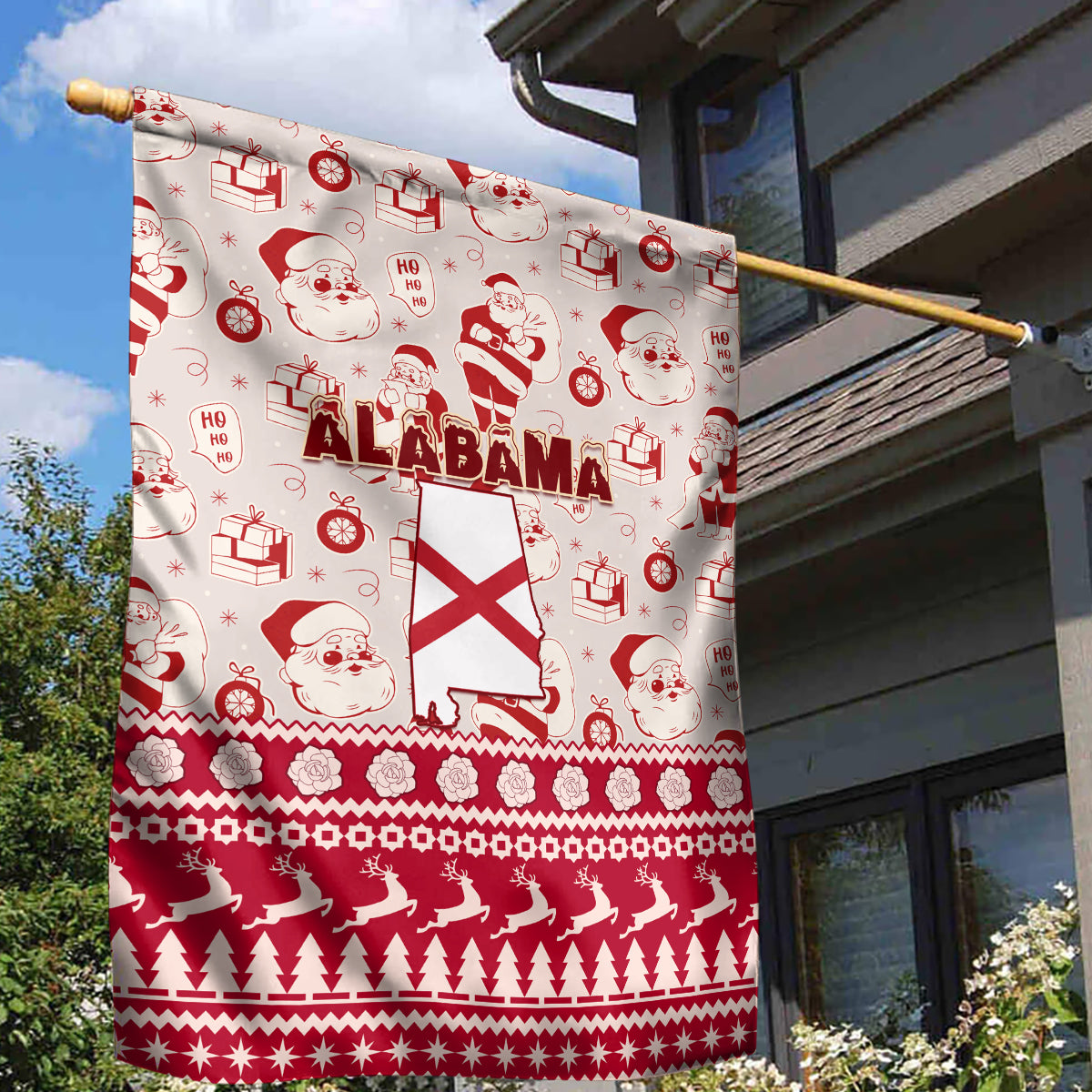 Custom Alabama Christmas Garden Flag Santa Claus Xmas Pattern - Wonder Print Shop