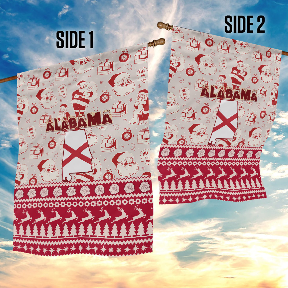 Custom Alabama Christmas Garden Flag Santa Claus Xmas Pattern - Wonder Print Shop