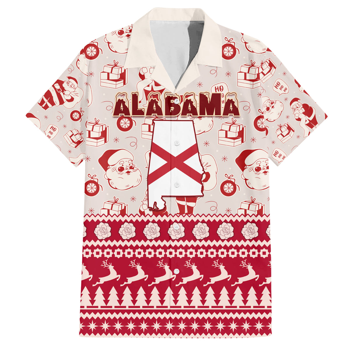 Custom Alabama Christmas Hawaiian Shirt Santa Claus Xmas Pattern - Wonder Print Shop