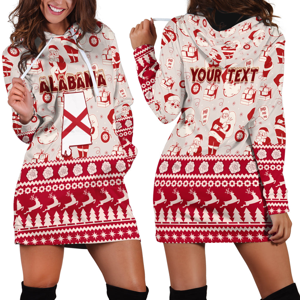 Custom Alabama Christmas Hoodie Dress Santa Claus Xmas Pattern - Wonder Print Shop