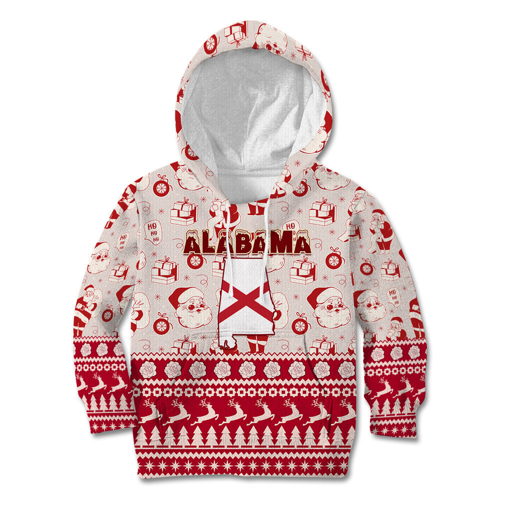 Custom Alabama Christmas Kid Hoodie Santa Claus Xmas Pattern - Wonder Print Shop