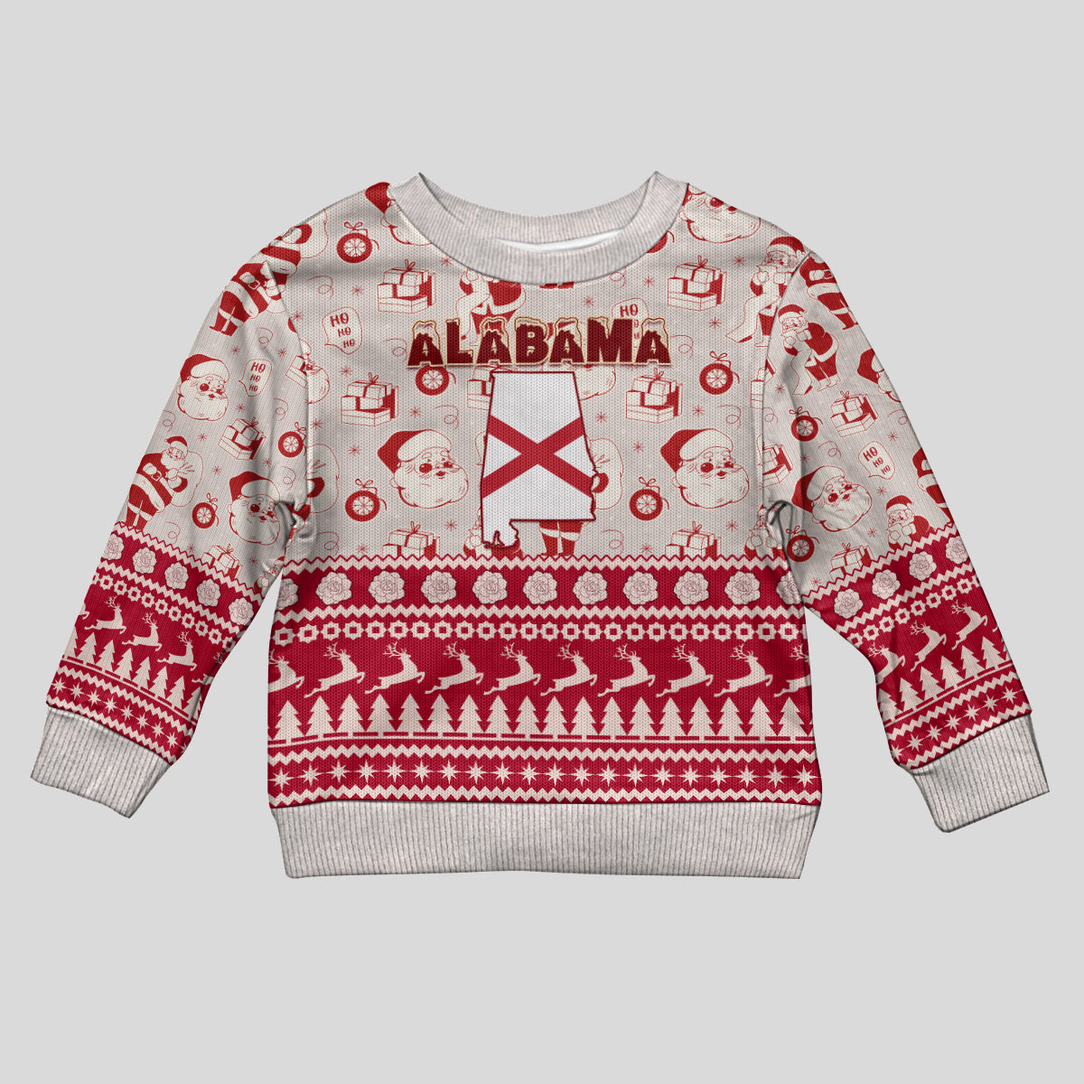 Custom Alabama Christmas Kid Ugly Christmas Sweater Santa Claus Xmas Pattern - Wonder Print Shop