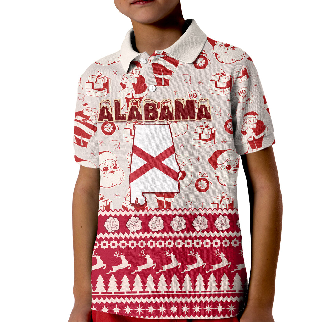 Custom Alabama Christmas Kid Polo Shirt Santa Claus Xmas Pattern - Wonder Print Shop