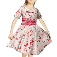Custom Alabama Christmas Kid Short Sleeve Dress Santa Claus Xmas Pattern - Wonder Print Shop