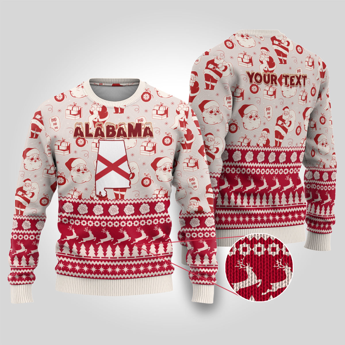 Custom Alabama Christmas Ugly Christmas Sweater Santa Claus Xmas Pattern - Wonder Print Shop