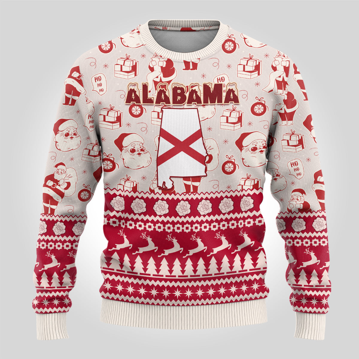 Custom Alabama Christmas Ugly Christmas Sweater Santa Claus Xmas Pattern - Wonder Print Shop