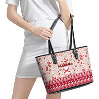 Custom Alabama Christmas Leather Tote Bag Santa Claus Xmas Pattern - Wonder Print Shop