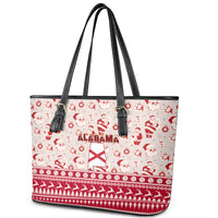 Custom Alabama Christmas Leather Tote Bag Santa Claus Xmas Pattern - Wonder Print Shop