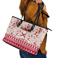 Custom Alabama Christmas Leather Tote Bag Santa Claus Xmas Pattern - Wonder Print Shop