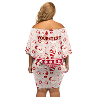 Custom Alabama Christmas Off Shoulder Short Dress Santa Claus Xmas Pattern - Wonder Print Shop