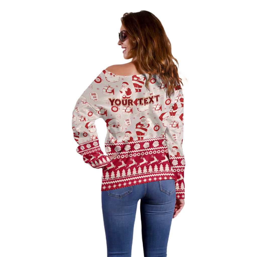 Custom Alabama Christmas Off Shoulder Sweater Santa Claus Xmas Pattern - Wonder Print Shop
