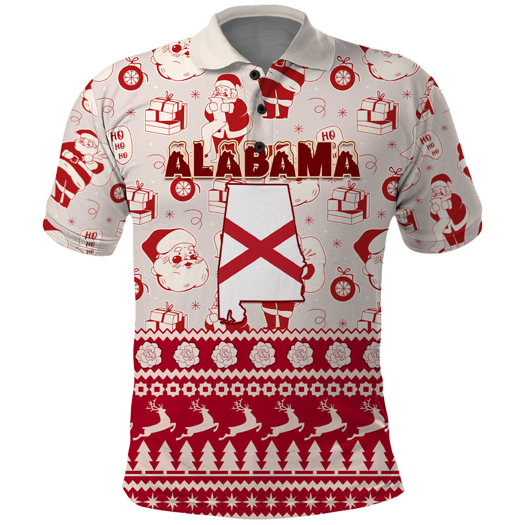 Custom Alabama Christmas Polo Shirt Santa Claus Xmas Pattern - Wonder Print Shop
