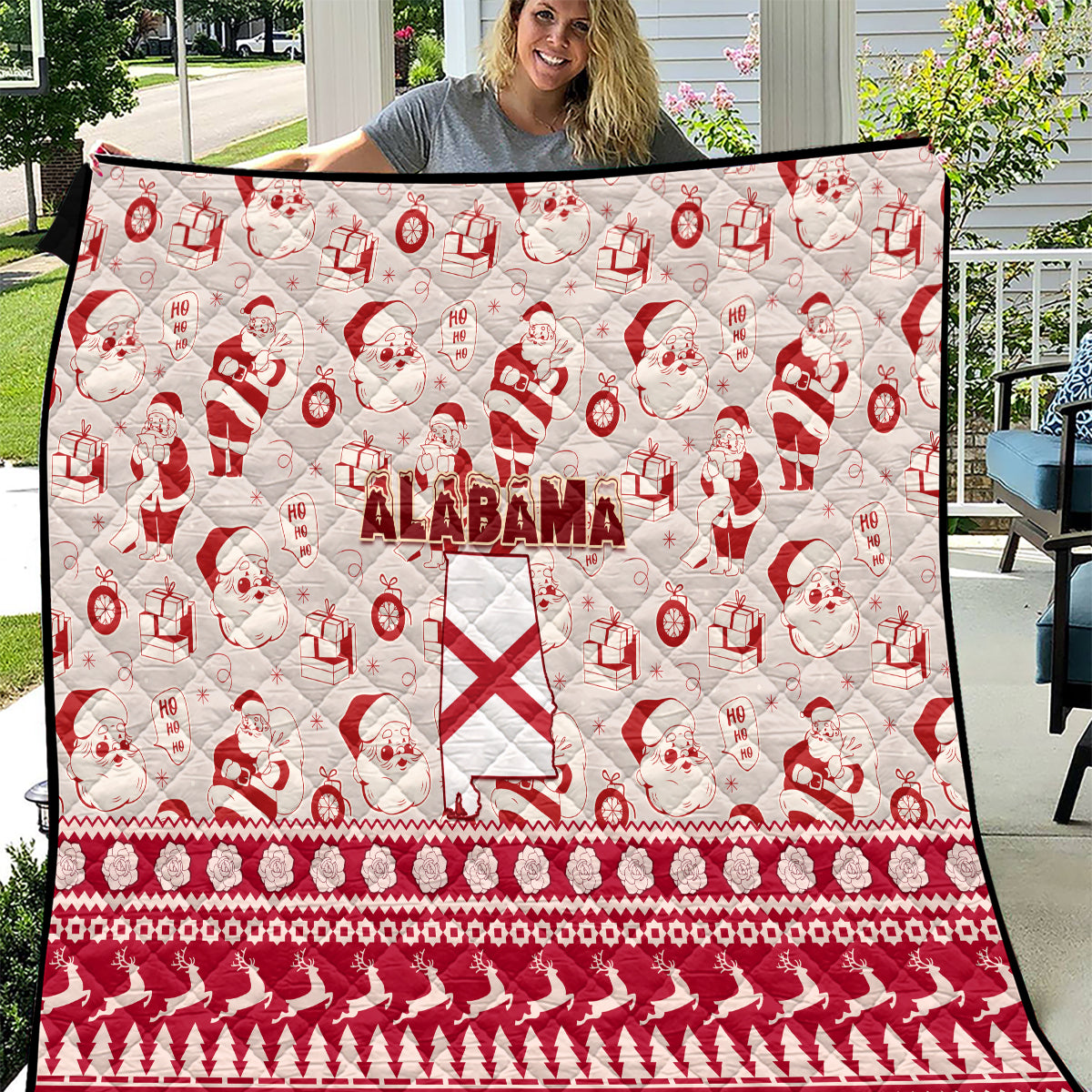 Custom Alabama Christmas Quilt Santa Claus Xmas Pattern - Wonder Print Shop