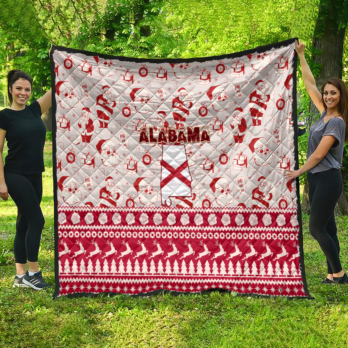 Custom Alabama Christmas Quilt Santa Claus Xmas Pattern - Wonder Print Shop