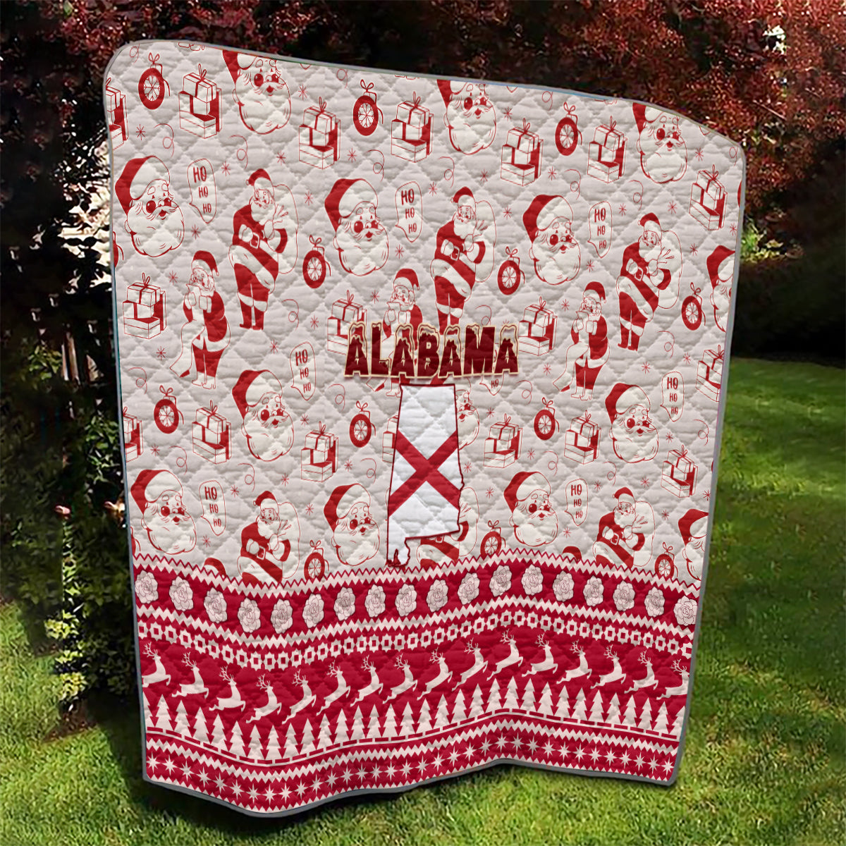 Custom Alabama Christmas Quilt Santa Claus Xmas Pattern - Wonder Print Shop