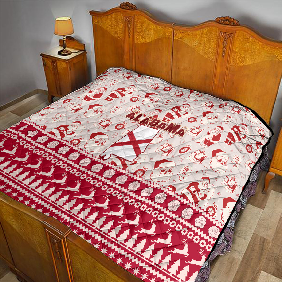Custom Alabama Christmas Quilt Santa Claus Xmas Pattern - Wonder Print Shop