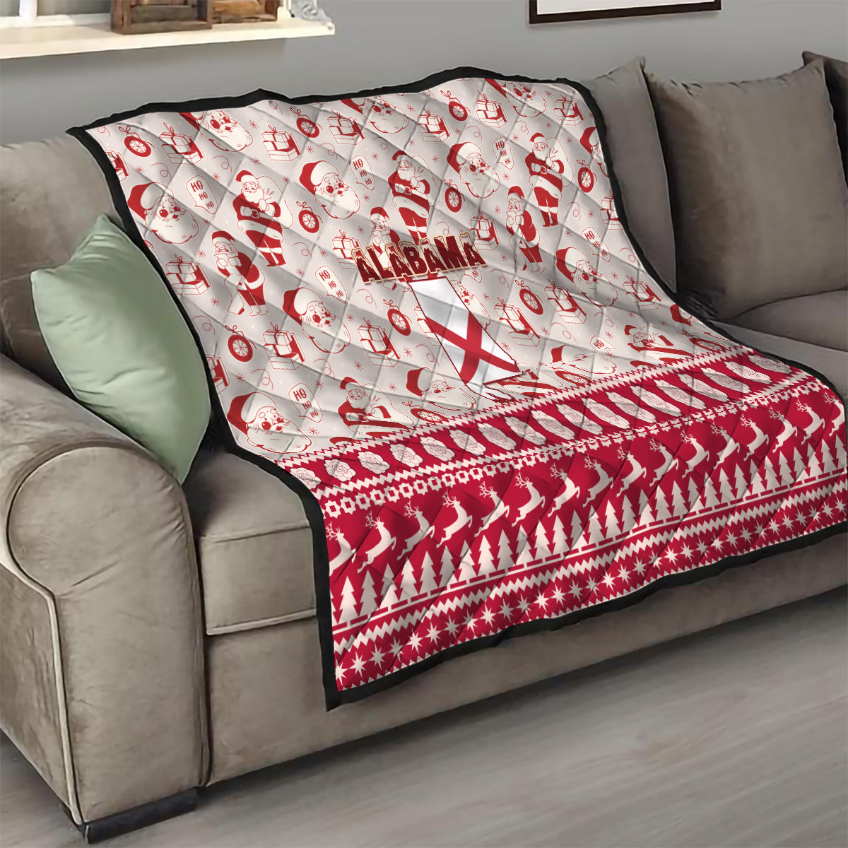 Custom Alabama Christmas Quilt Santa Claus Xmas Pattern - Wonder Print Shop