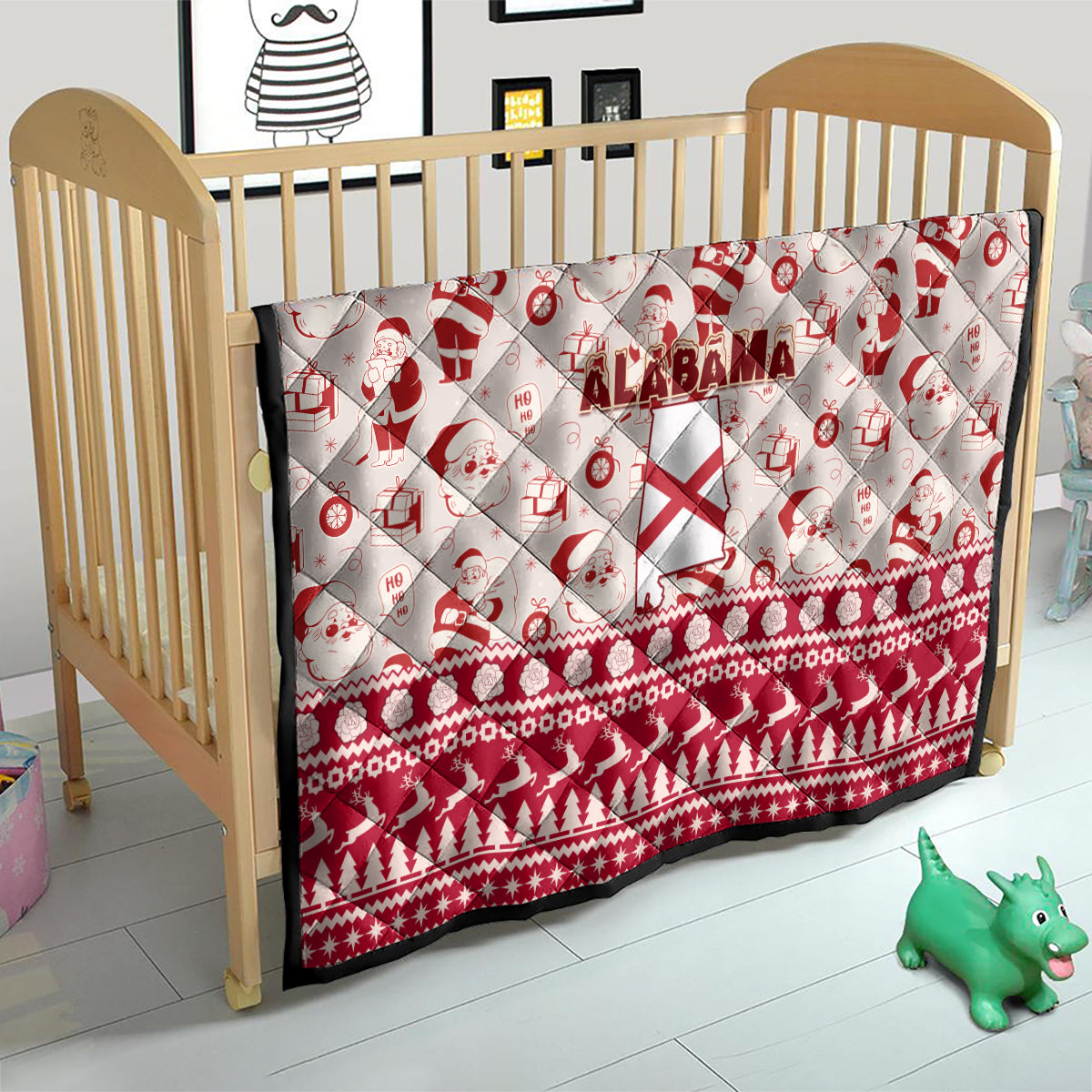 Custom Alabama Christmas Quilt Santa Claus Xmas Pattern - Wonder Print Shop