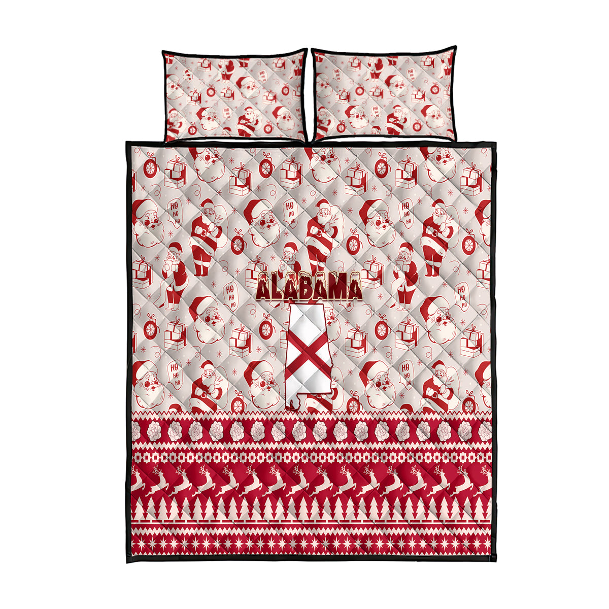 Custom Alabama Christmas Quilt Bed Set Santa Claus Xmas Pattern - Wonder Print Shop
