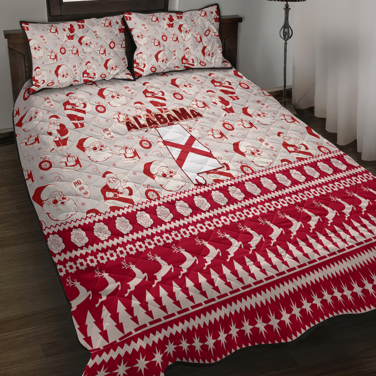 Custom Alabama Christmas Quilt Bed Set Santa Claus Xmas Pattern - Wonder Print Shop