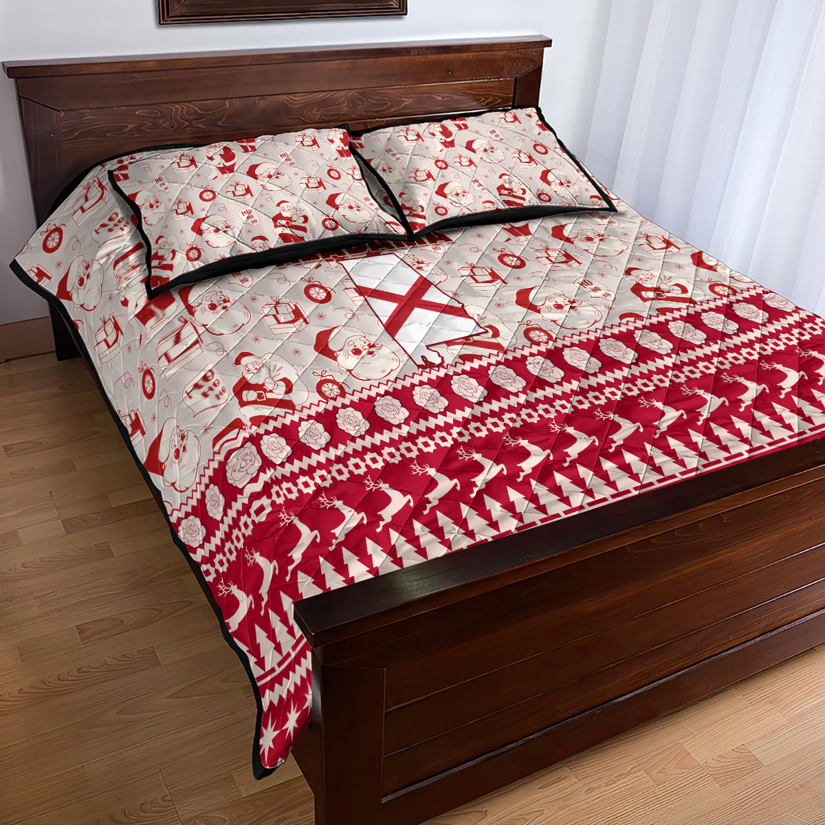Custom Alabama Christmas Quilt Bed Set Santa Claus Xmas Pattern - Wonder Print Shop