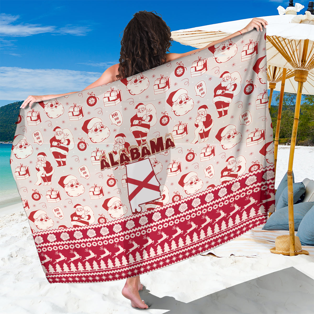 Custom Alabama Christmas Sarong Santa Claus Xmas Pattern - Wonder Print Shop