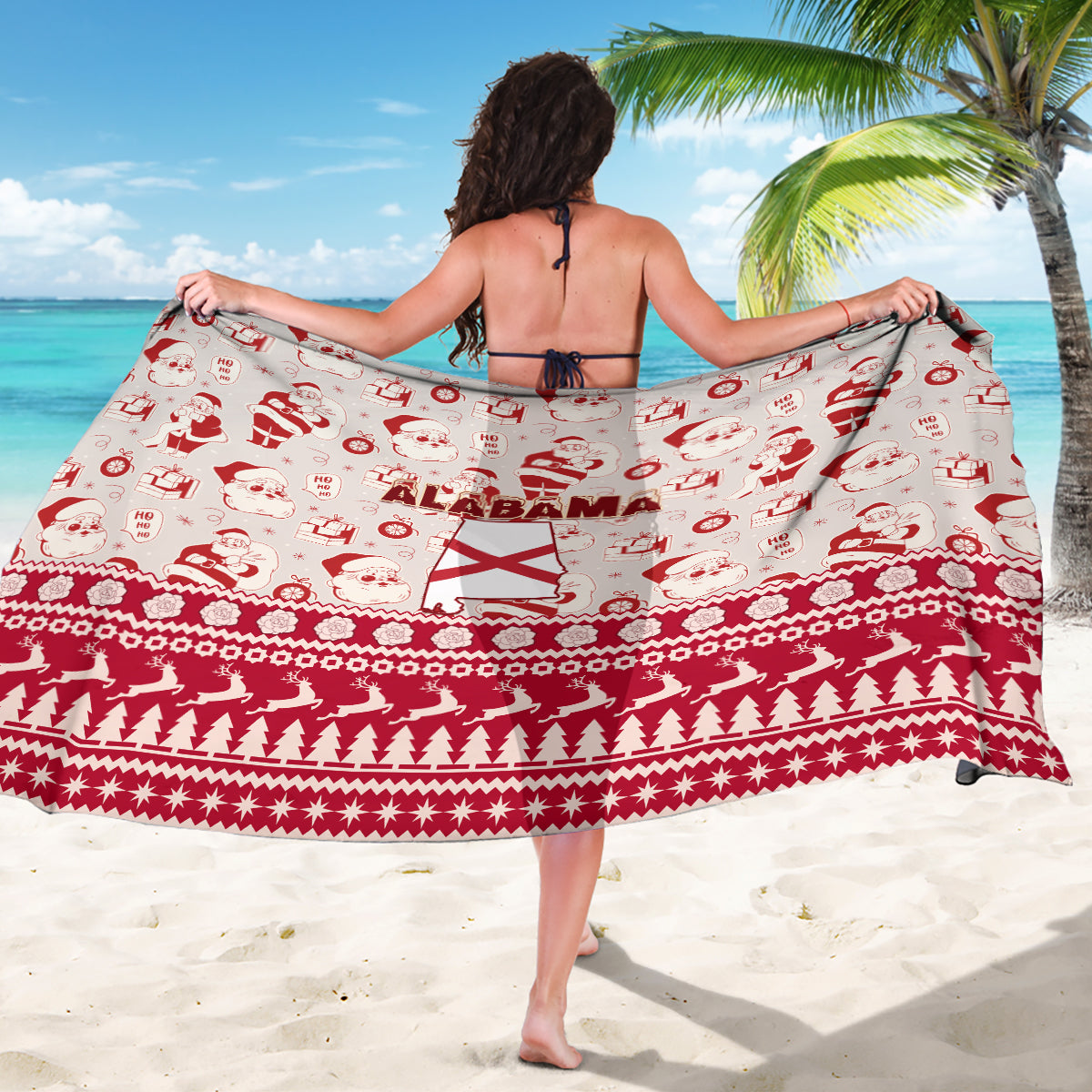 Custom Alabama Christmas Sarong Santa Claus Xmas Pattern - Wonder Print Shop