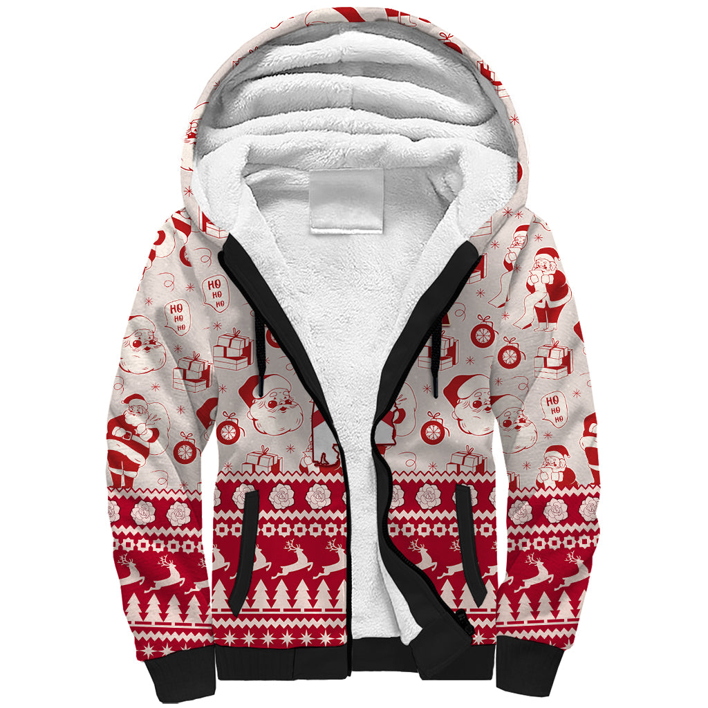 Custom Alabama Christmas Sherpa Hoodie Santa Claus Xmas Pattern - Wonder Print Shop