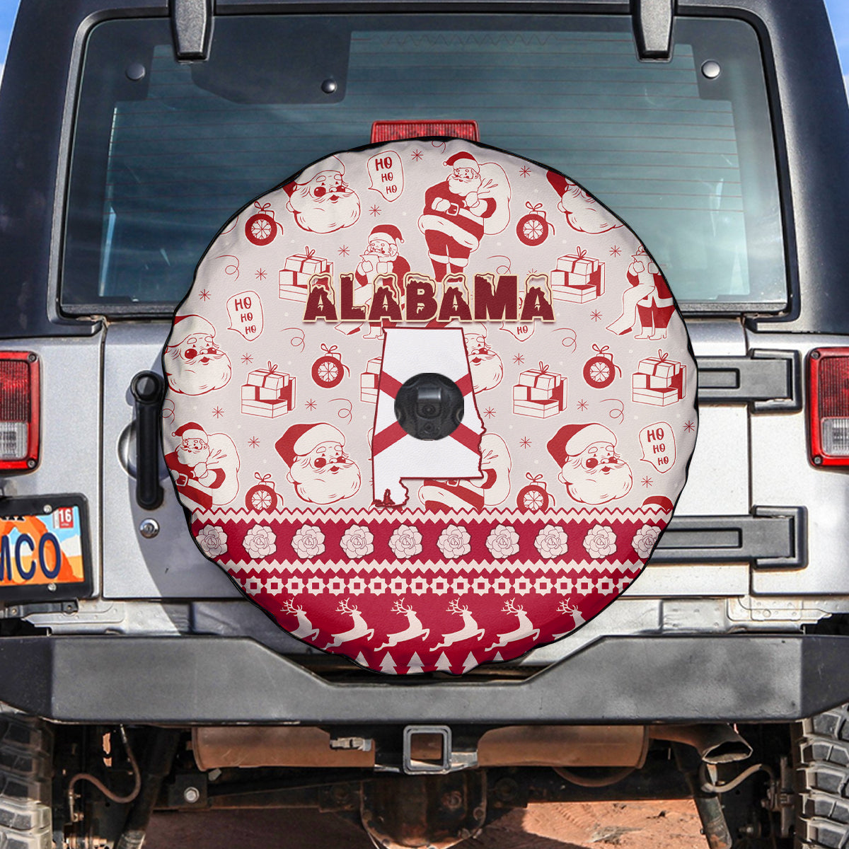 Custom Alabama Christmas Spare Tire Cover Santa Claus Xmas Pattern - Wonder Print Shop