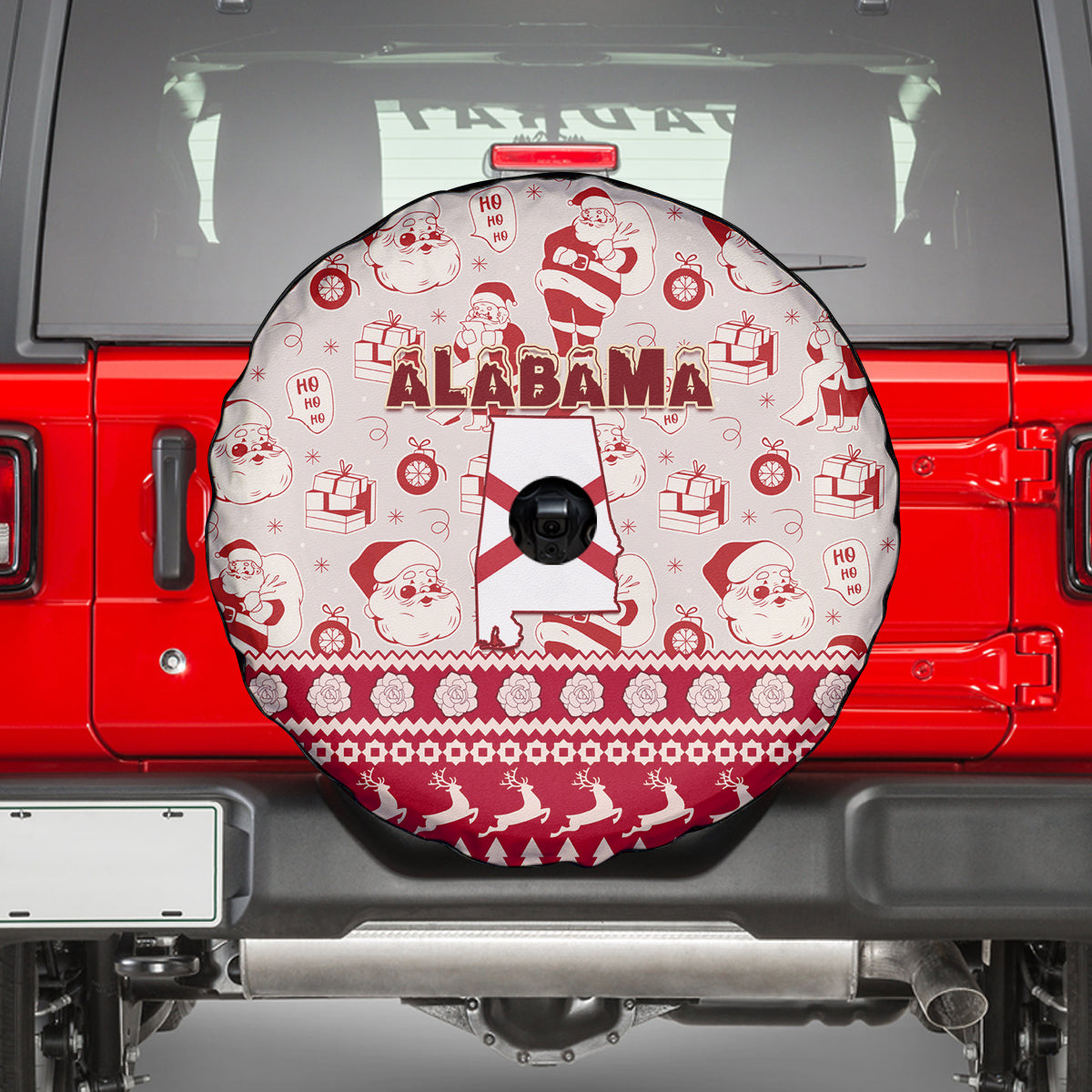 Custom Alabama Christmas Spare Tire Cover Santa Claus Xmas Pattern - Wonder Print Shop