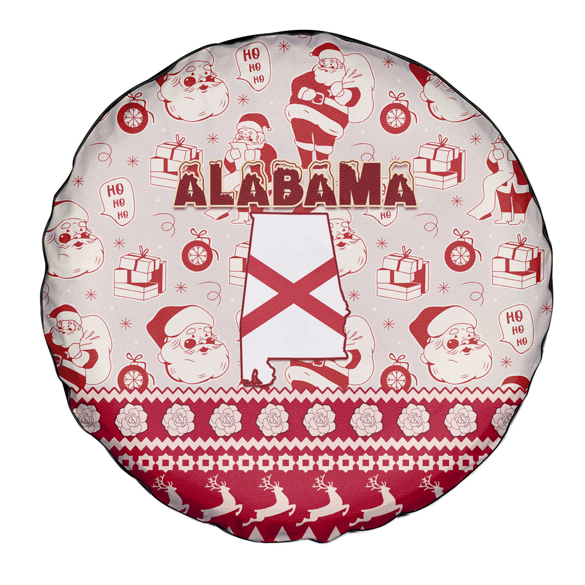 Custom Alabama Christmas Spare Tire Cover Santa Claus Xmas Pattern - Wonder Print Shop