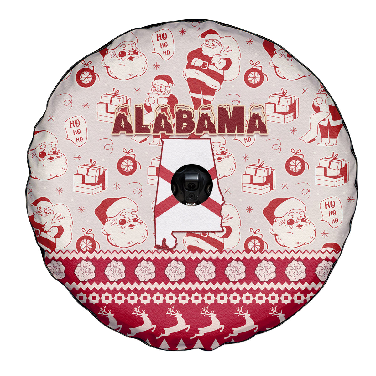 Custom Alabama Christmas Spare Tire Cover Santa Claus Xmas Pattern - Wonder Print Shop