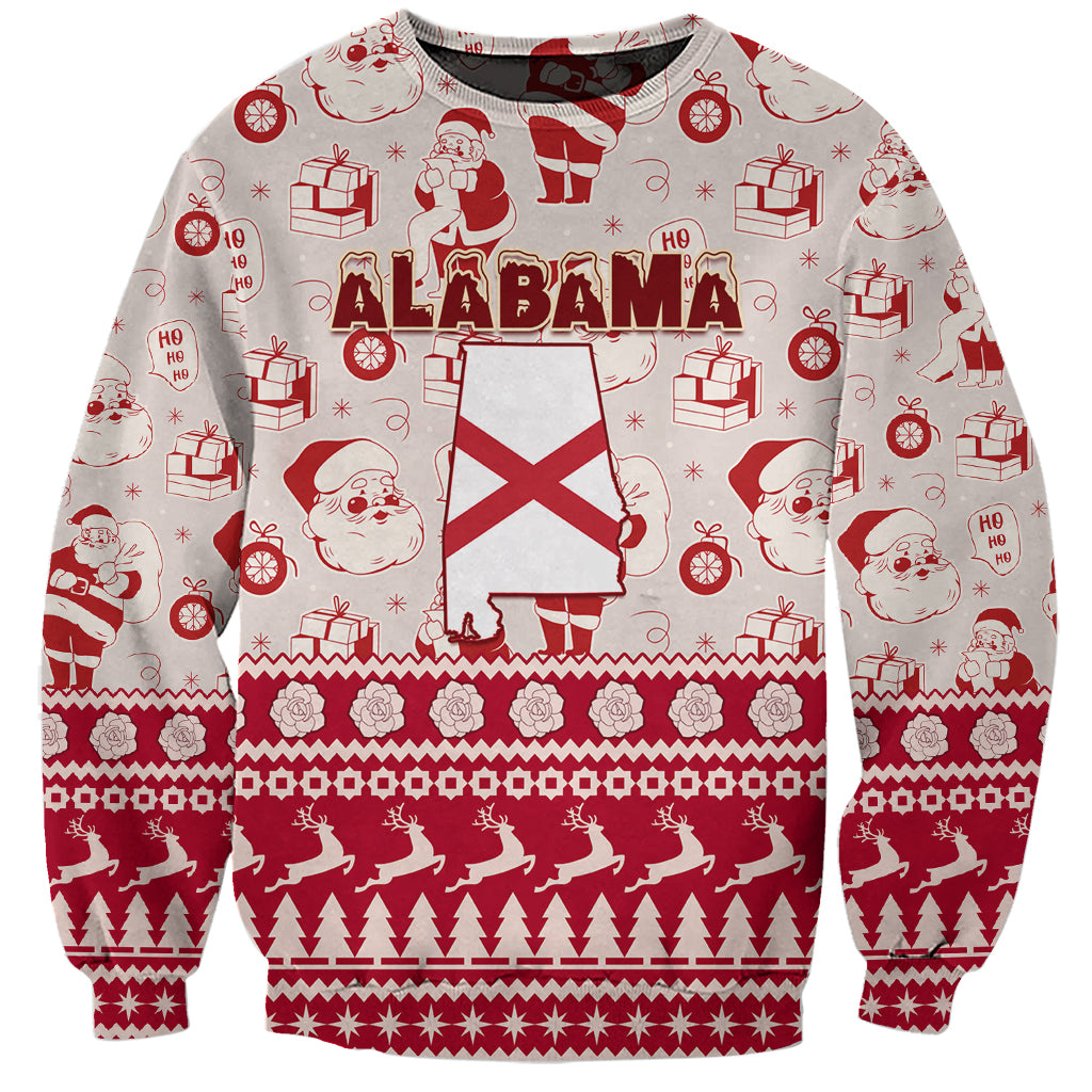 Custom Alabama Christmas Sweatshirt Santa Claus Xmas Pattern - Wonder Print Shop
