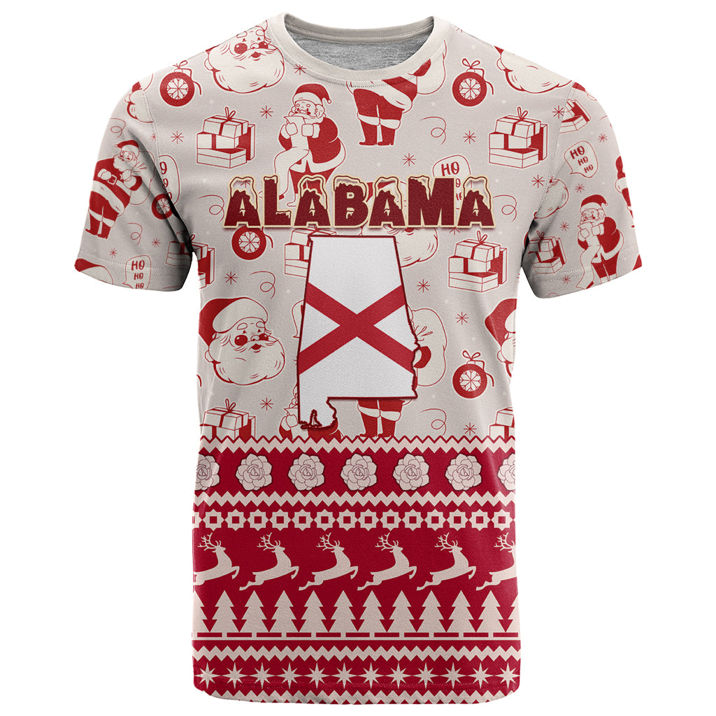 Custom Alabama Christmas T Shirt Santa Claus Xmas Pattern - Wonder Print Shop