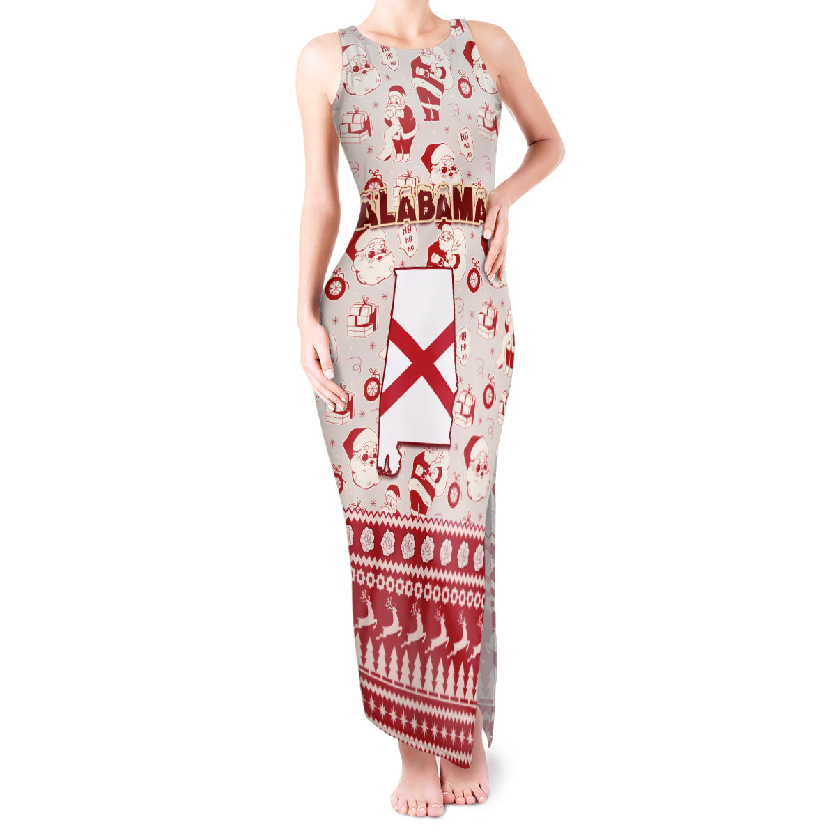 Custom Alabama Christmas Tank Maxi Dress Santa Claus Xmas Pattern - Wonder Print Shop