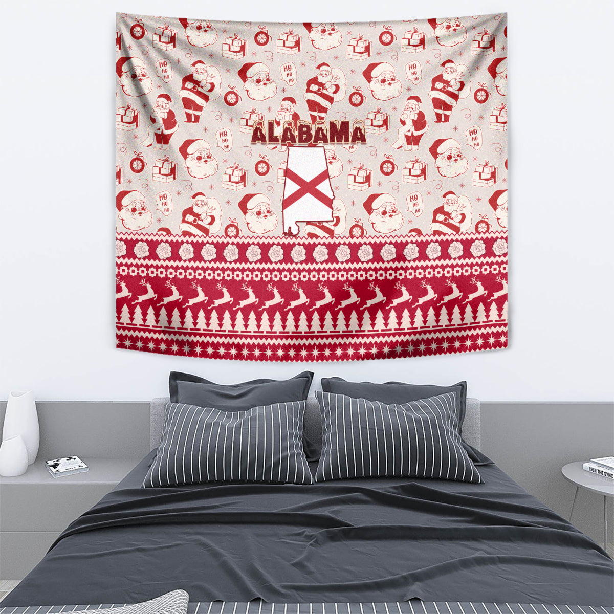 Custom Alabama Christmas Tapestry Santa Claus Xmas Pattern - Wonder Print Shop
