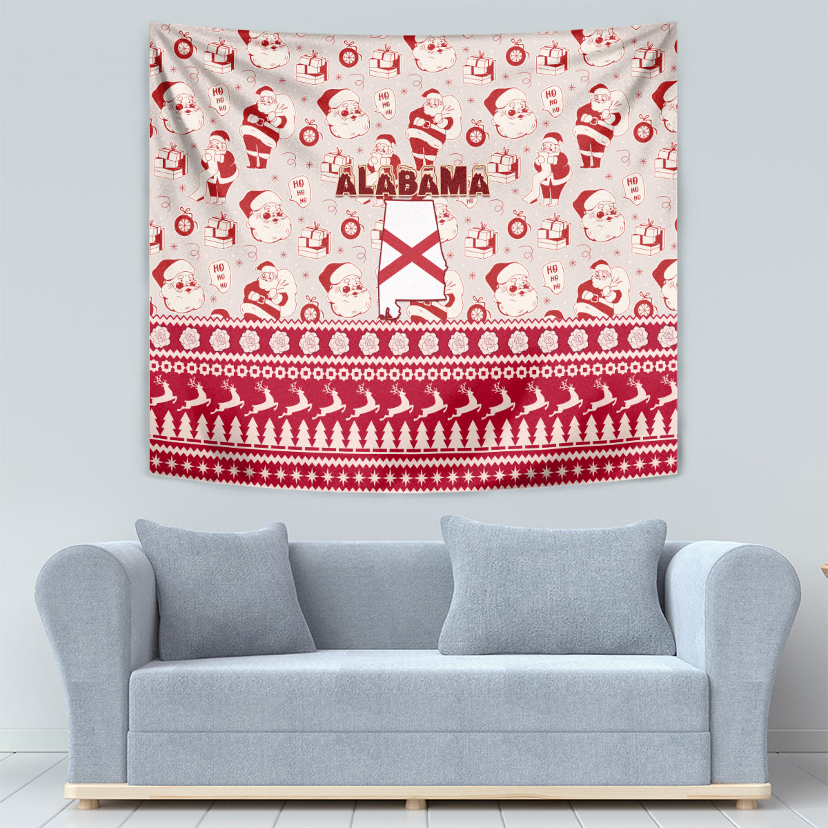 Custom Alabama Christmas Tapestry Santa Claus Xmas Pattern - Wonder Print Shop