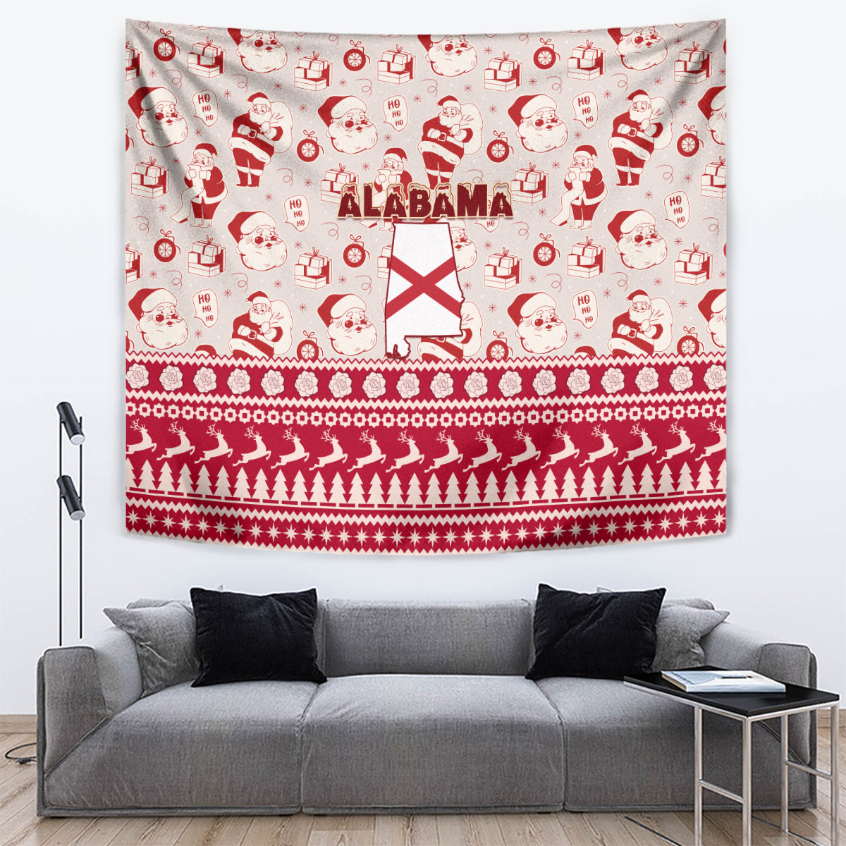 Custom Alabama Christmas Tapestry Santa Claus Xmas Pattern - Wonder Print Shop