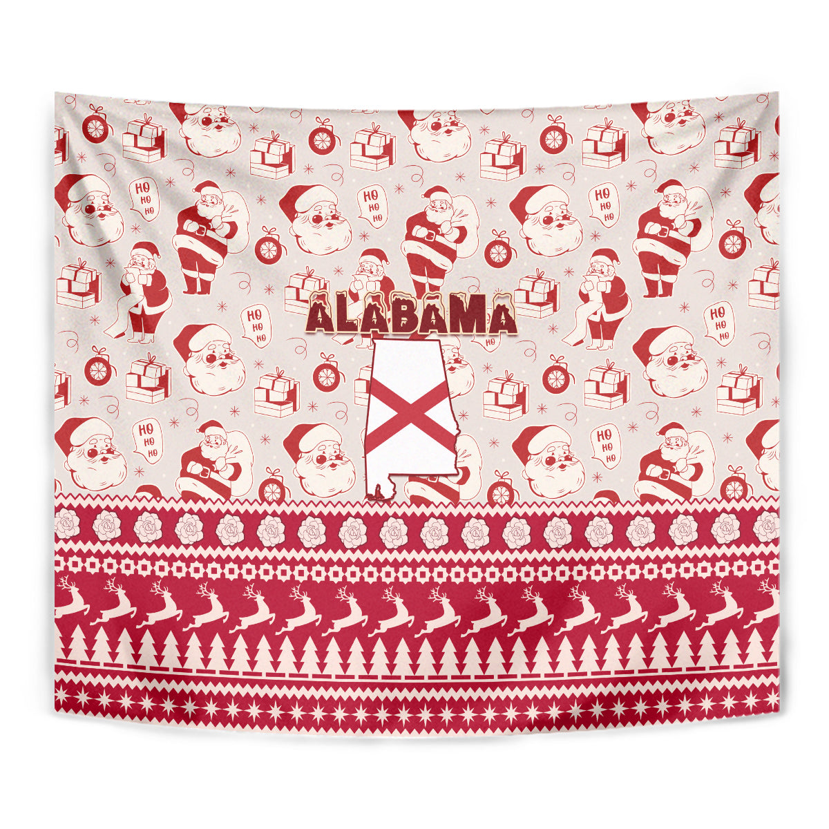 Custom Alabama Christmas Tapestry Santa Claus Xmas Pattern - Wonder Print Shop