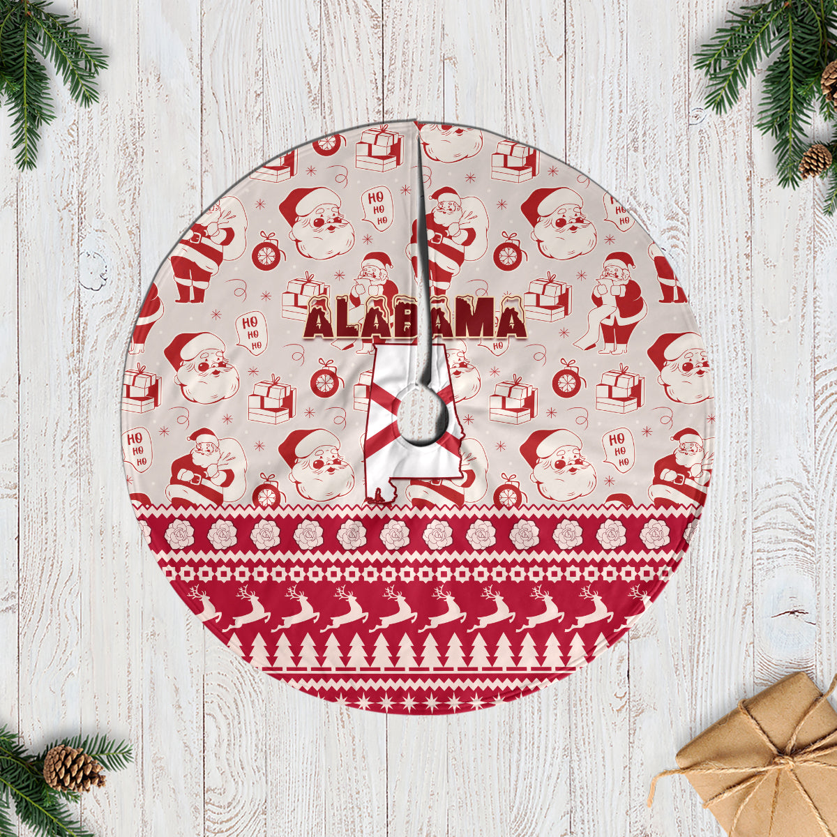 Alabama Christmas Tree Skirt Santa Claus Xmas Pattern - Wonder Print Shop