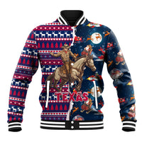 Custom Texas Christmas Baseball Jacket Cowboy With Santa Claus In Space - Wonder Print Shop