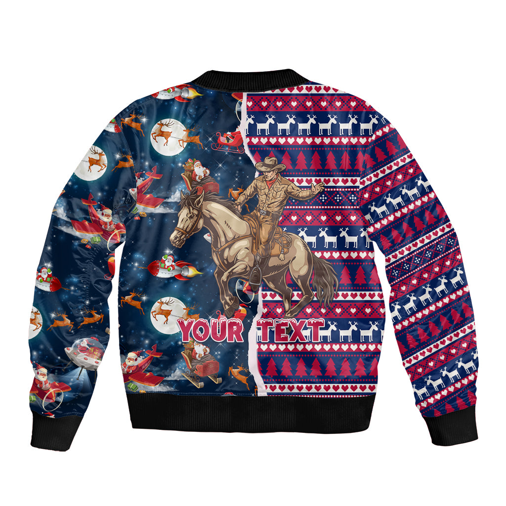 Custom Texas Christmas Bomber Jacket Cowboy With Santa Claus In Space - Wonder Print Shop