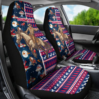 Custom Texas Christmas Car Seat Cover Cowboy With Santa Claus In Space - Wonder Print Shop