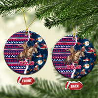 Texas Christmas Ceramic Ornament Cowboy With Santa Claus In Space - Wonder Print Shop
