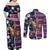 Custom Texas Christmas Couples Matching Off Shoulder Maxi Dress and Long Sleeve Button Shirt Cowboy With Santa Claus In Space - Wonder Print Shop