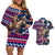 Custom Texas Christmas Couples Matching Off Shoulder Short Dress and Hawaiian Shirt Cowboy With Santa Claus In Space - Wonder Print Shop