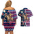 Custom Texas Christmas Couples Matching Off Shoulder Short Dress and Hawaiian Shirt Cowboy With Santa Claus In Space - Wonder Print Shop