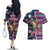 Custom Texas Christmas Couples Matching Off The Shoulder Long Sleeve Dress and Hawaiian Shirt Cowboy With Santa Claus In Space - Wonder Print Shop