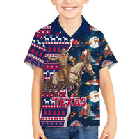 Custom Texas Christmas Family Matching Long Sleeve Bodycon Dress and Hawaiian Shirt Cowboy With Santa Claus In Space - Wonder Print Shop